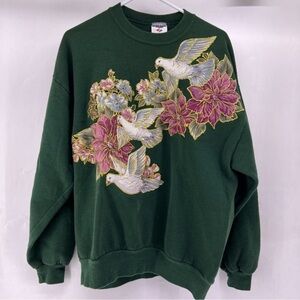 Vintage Xl doves and poinsettia hand made vintage shirt